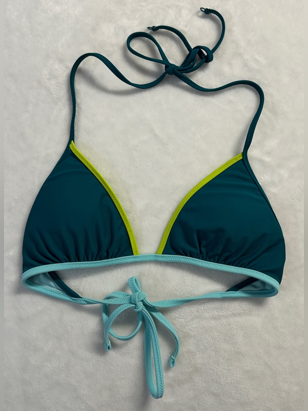 '17 AERIE women's teal green triangle halter bikini top, S.